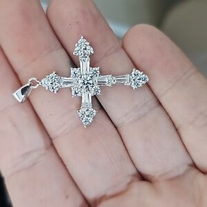 Sterling silver and CZ cross pendant